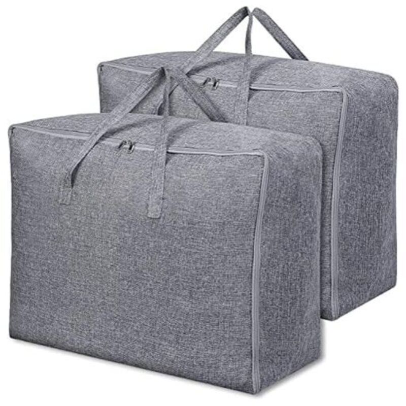 Set mit 2 Aufbewahrungstaschen für dicke Bettdecken, Kleider-Organizer für unter das Bett mit verstärkten Griffen für Steppdecken, Decken, Kissen,