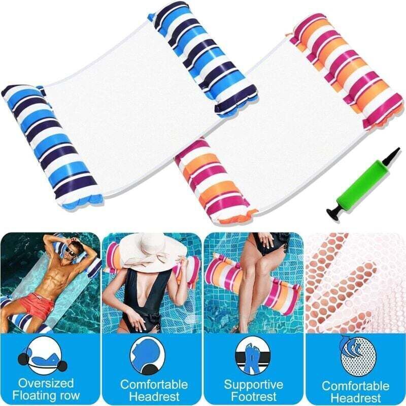 Set mit 2 aufblasbaren Poolmatratzen – Sexspielzeug für Erwachsene – 4-in-1 – Aufblasbares Poolzubehör – Poolhängematte (blau und orange)