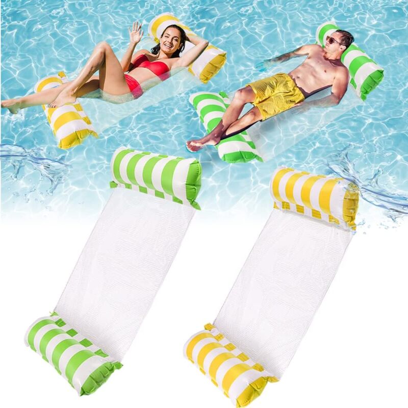 Memkey - Set mit 2 aufblasbaren Schwimmbad-Hängematten,4-in-1-Schlauchboote für Schwimmbäder (Sattel, Stuhl, Hängematte, Drifter), Wasserhängematte,