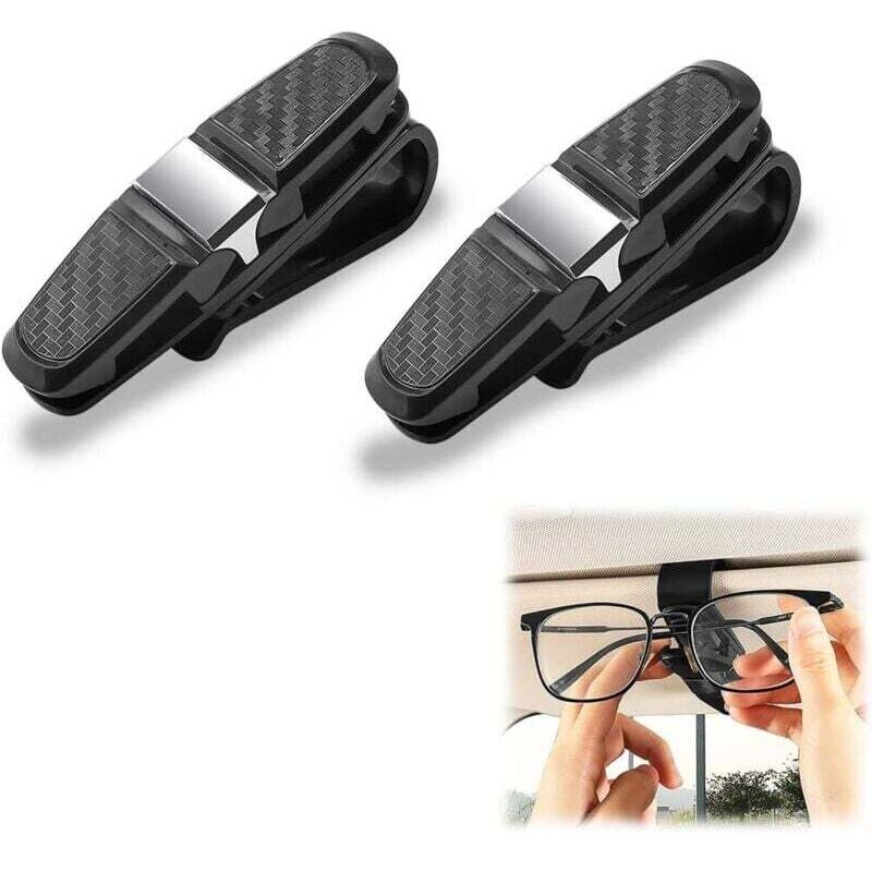Set mit 2 Auto-Windschutzscheiben-Brillenclips, Auto-Brillenhalter, um 180 Grad drehbarer Auto-Brillenclip für die Auto-Windschutzscheibe