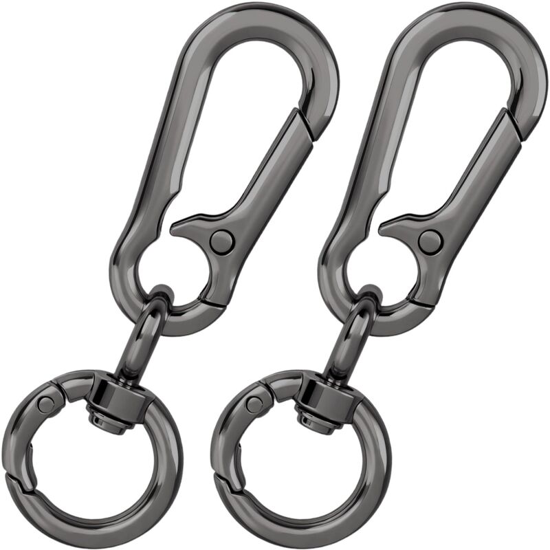 Set mit 2 doppelseitig zu öffnenden, federbelasteten Karabinerhaken für Schlüsselbänder und Bastelbedarf, drehbare Schlüsselringe aus Zinklegierung