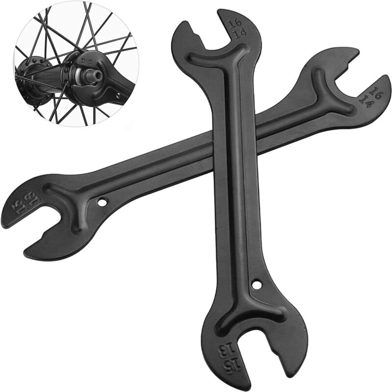Set mit 2 Fahrradnaben-Konusschlüsseln, Doppelmaulschlüssel für Reparatur und Wartung, Fahrradzubehör