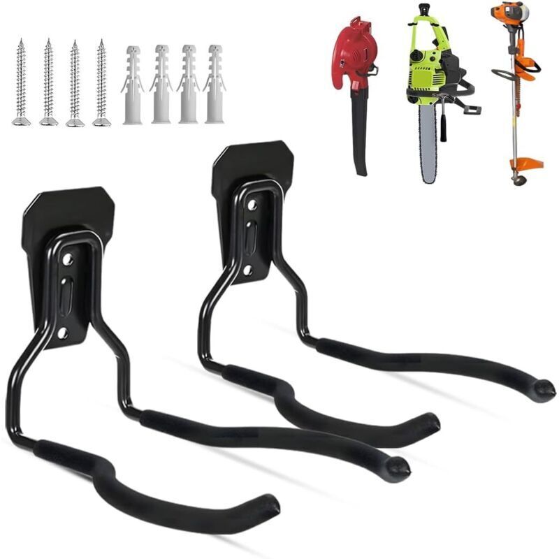 Set mit 2 Häkelnadeln für Débroussailleuse, Wandhalterung für Balai, Wandhäkelarbeit für Garage, Häkelnadel für Gartengeräte, Tondeuse à Gazon
