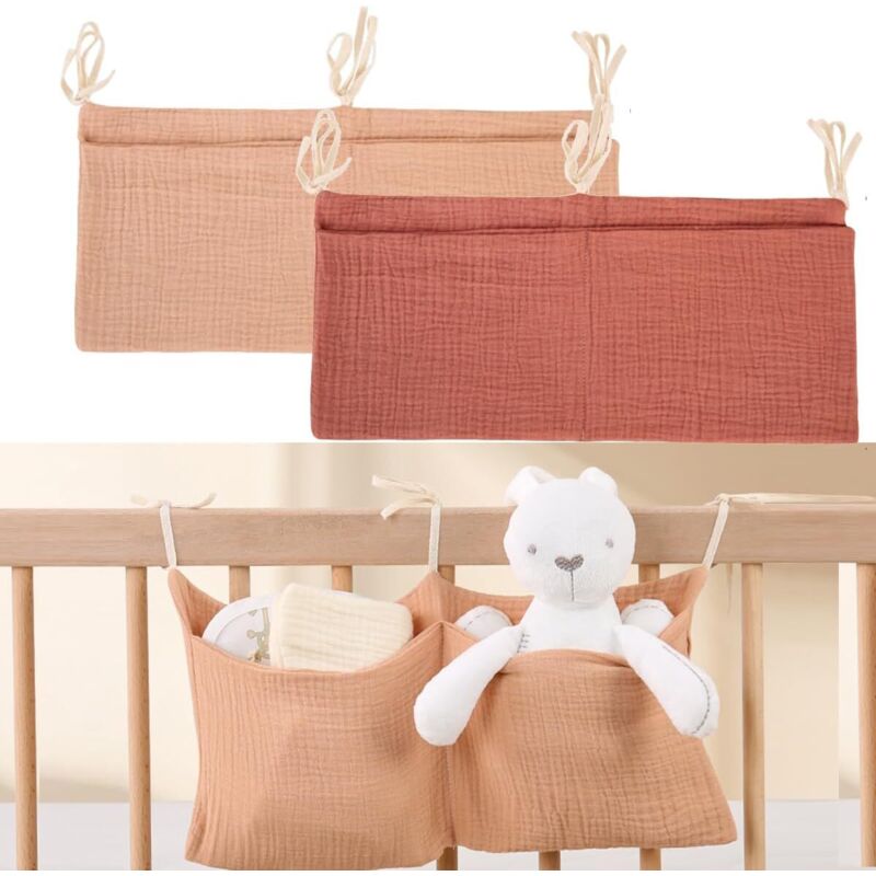 Set mit 2 hängenden Babybett-Organizern – Babybettzubehör – Wickeltisch – Spielzeugtasche – Windelkorb – Hängende Kinderzimmer-Organizer