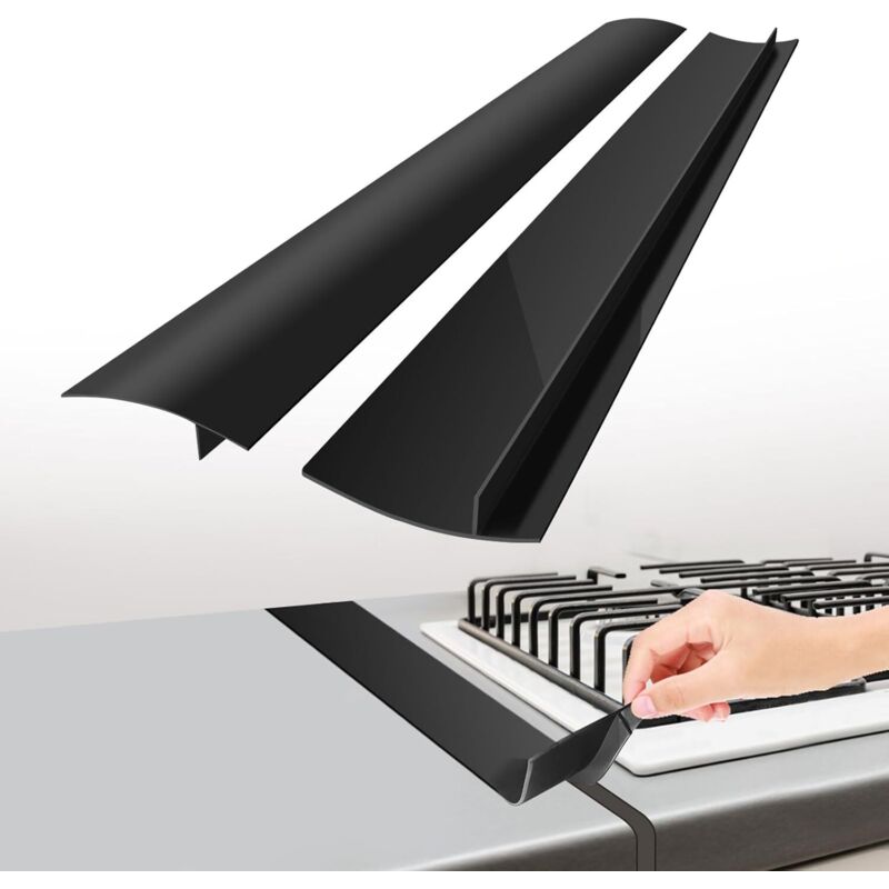 Set mit 2 hitzebeständigen Kochfeld-Verbindungsabdeckungen, Kochfeld-Verbindungsschutz, leicht zu reinigen, 53 cm (21 Zoll) schwarze