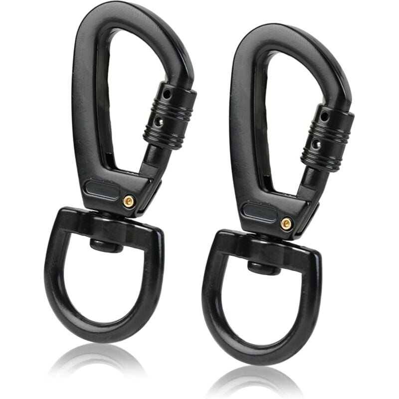 Set mit 2 Karabinern zum Klettern, Schlüsselanhänger-Karabiner, Drehkarabiner, hochbelastbarer Drehkarabiner, Scherenkarabiner für Hundeleine,