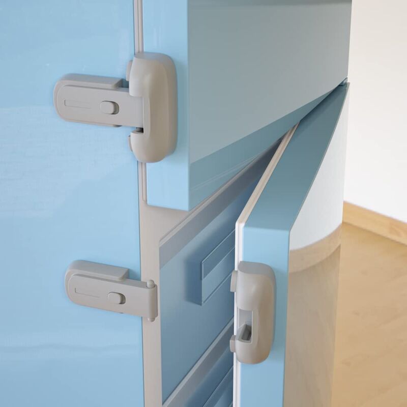 Set mit 2 Kindersicherungen für Kühlschränke, zum Schutz von Kühlschränken mit beschädigten Dichtungen (grau)