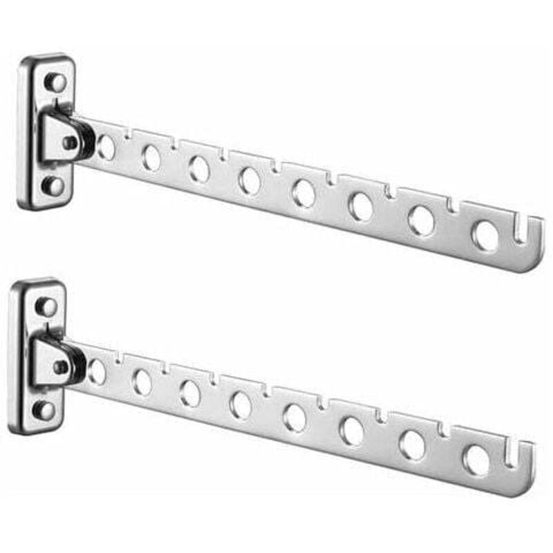 Set mit 2 klappbaren Wand-Trockengestellen aus Edelstahl – Wandaufhänger für Kleidung, Wäsche – ideal für Schlafzimmer, Wohnzimmer, Balkon (Silber, 8