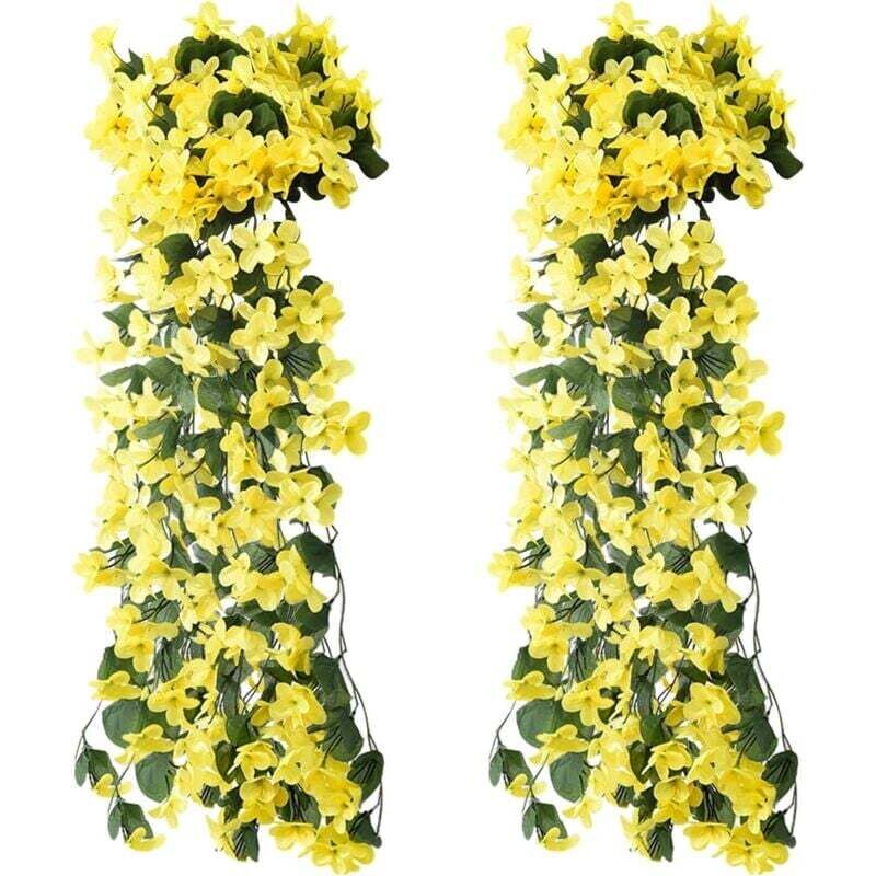 Set mit 2 künstlichen Hängeblumen – Kunstblumen – Lila – Glyzinien – Hängepflanzen – Kunststoff – Für Büro, Zuhause, Party, Hochzeit, Heimdekoration