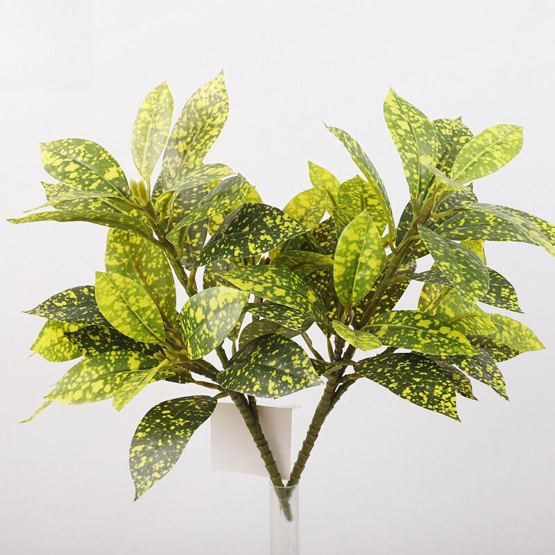 Set mit 2 Kunstpflanzen für den Außenbereich – Herbst Croton für Garten, Innen- und Außendekoration – Gelb & Grün