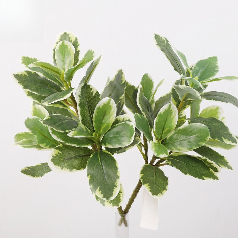 Set mit 2 Kunstpflanzen für den Außenbereich – Herbst Croton für Garten, Innen- und Außendekoration – Weiß & Grün