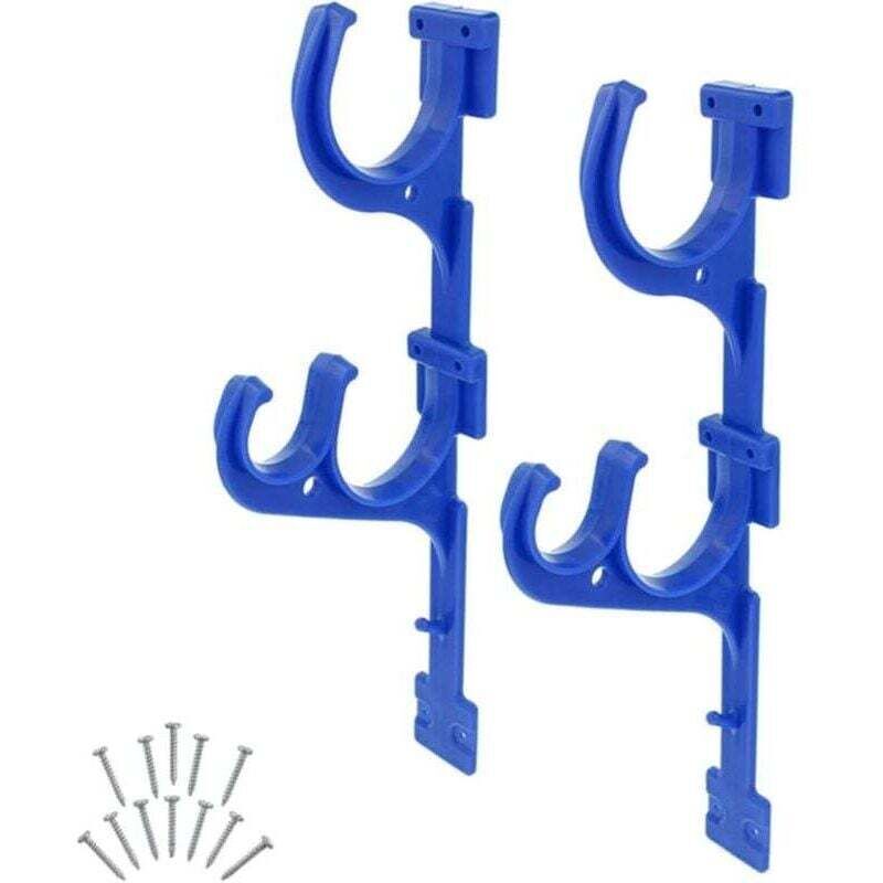 Set mit 2 Kunststoff-Poolstangenhaltern, Aufbewahrungsgestell für Reinigungszubehör, für Teleskopstangen, Skimmer, Rechen, Bürsten, Saugschläuche und