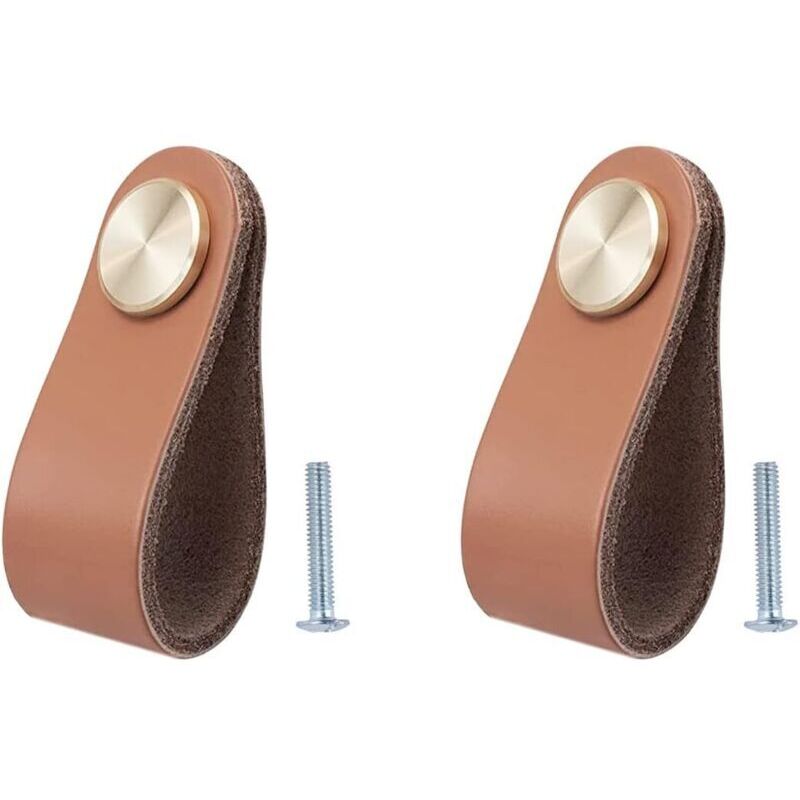 Set mit 2 Ledergriffen für Möbel, Schranktüren, Schubladen und Vintage-Möbel für Kleiderschränke, Kommoden, Küche und Badezimmer