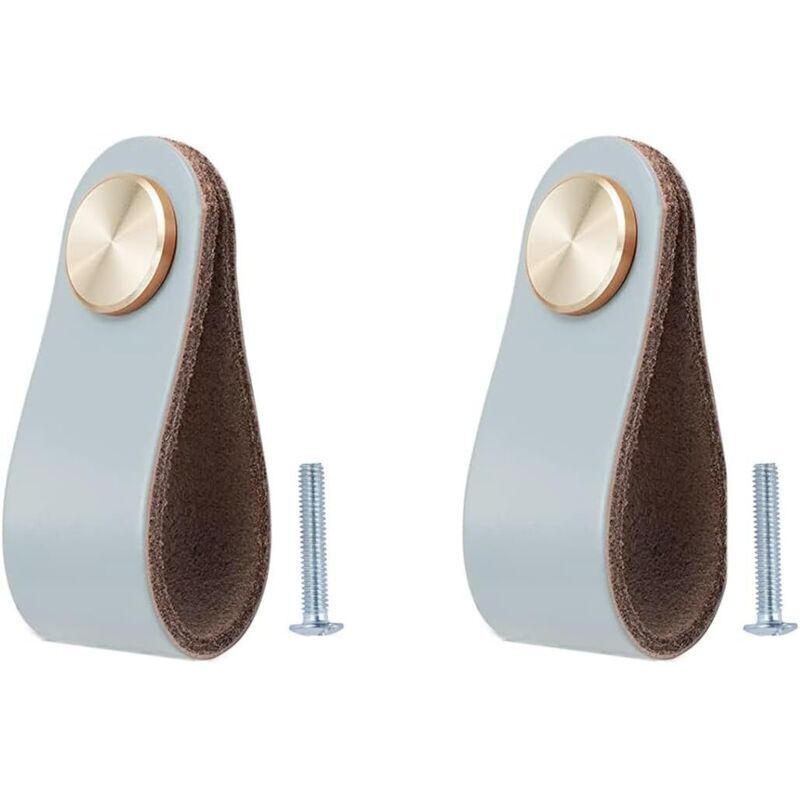 Set mit 2 Ledergriffen für Möbel, Schranktüren, Schubladen und Vintage-Möbel für Kleiderschränke, Kommoden, Küche und Badezimmer