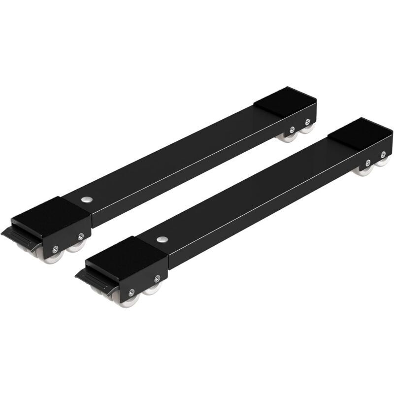 Set mit 2 mobilen Transportrollen für Unterbau-Waschmaschinen, Kühlschränke, Trockner und Gefrierschränke bis 300 kg, mit 24 Rädern, Bremse, schwarz