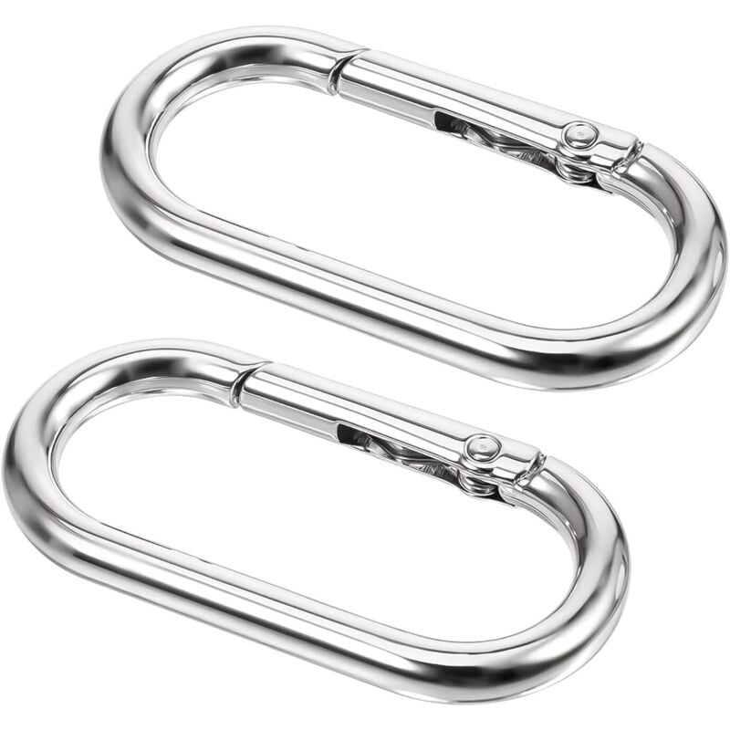Set mit 2 ovalen, federbelasteten Metallkarabinern, 1,95 x 1,0 mm, kleine Karabiner für Handtaschen, Schlüsselanhänger, Rucksäcke