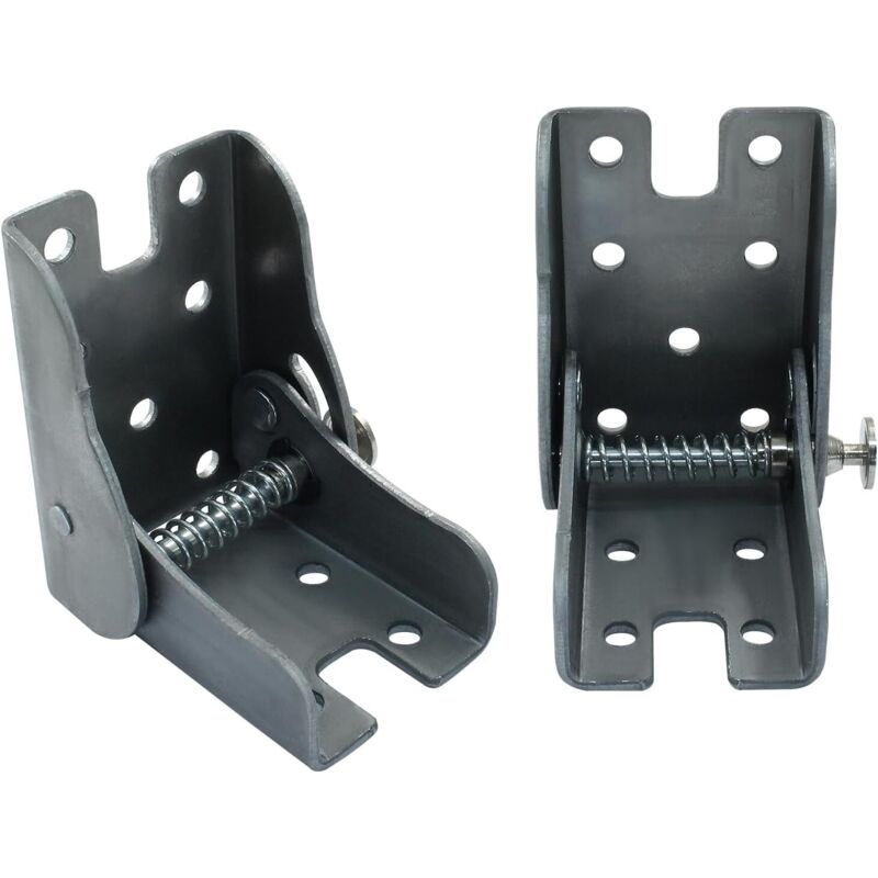 Set mit 2 robusten, silberfarbenen, selbstverriegelnden 90-Grad-Scharnieren für klappbare Werkbänke, Tische, Klappbeine, Betten und Möbel