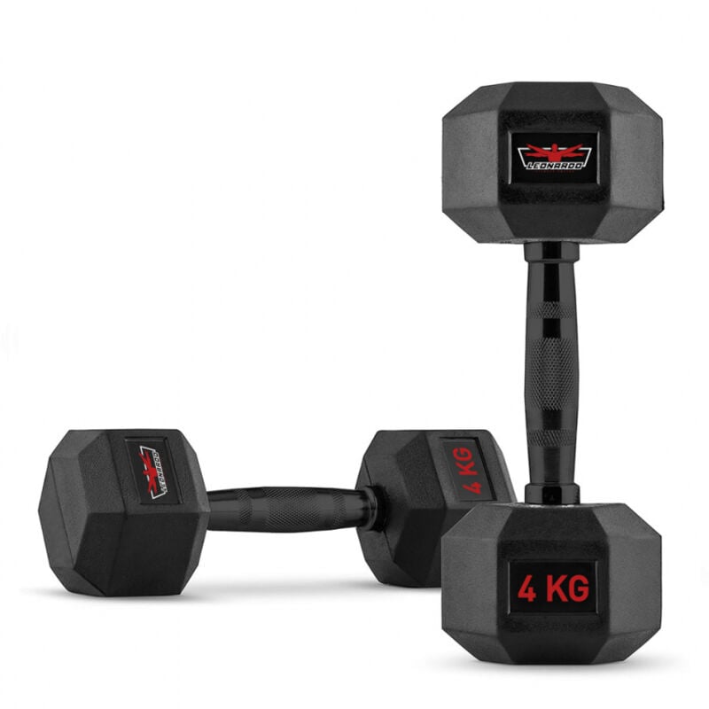 Goemon Set mit 2 cross training sechseckigen Hanteln aus Gummi und Stahl 4 kg