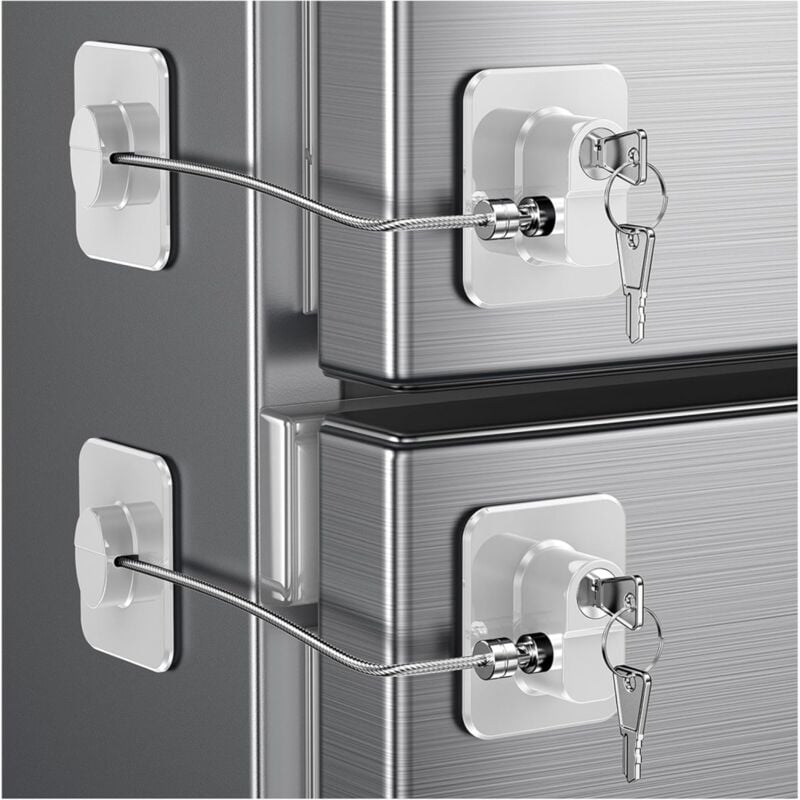 Set mit 2 Sicherheitsschlössern für Kühlschränke und Schränke (für Kühlschränke, Schränke und Schubladen, Öfen und Fenster)