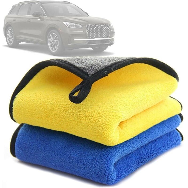 Set mit 2 ultra-saugfähigen 500-g/m²-Mikrofasertüchern für Autos – Ideal zum Reinigen, Waschen und Trocknen von Autos, Motorrädern und Haushalten –