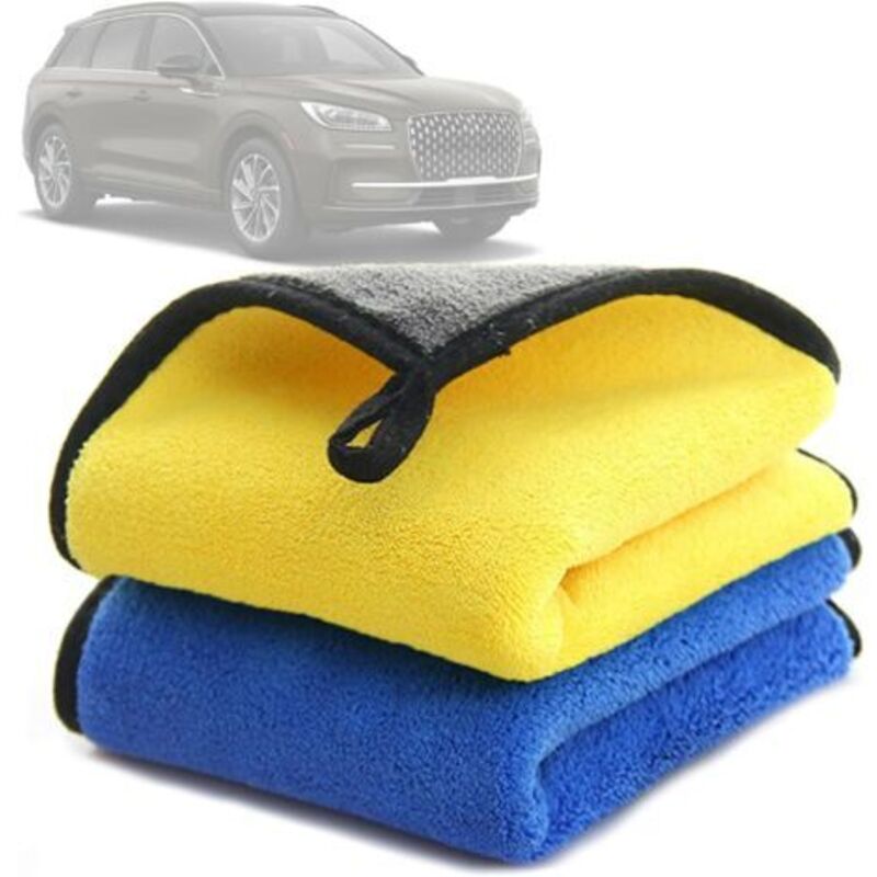 Set mit 2 ultra-saugfähigen 500-g/m²-Mikrofasertüchern für Autos, ideal zum Reinigen, Waschen und Trocknen von Autos, Motorrädern und Haushalten,