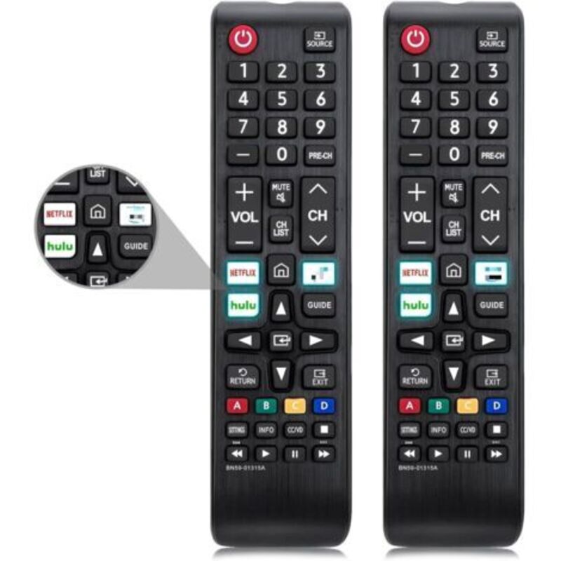 Set mit 2 Universalfernbedienungen für Samsung-Fernseher, Ersatzfernbedienungen für Samsung-Fernseher, kompatibel mit Netflix und Hulu,