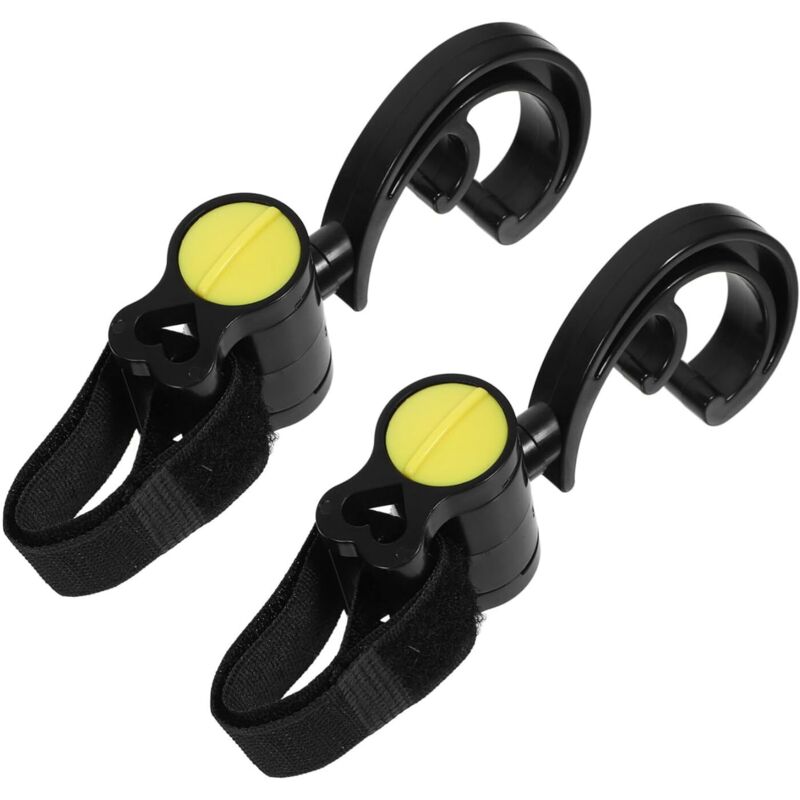 Set mit 2 universellen Kinderwagentaschenhaken, drehbarem Aufhänger, robustem Multifunktionszubehör für Einkäufe und Windeln, strapazierfähigem Clip.