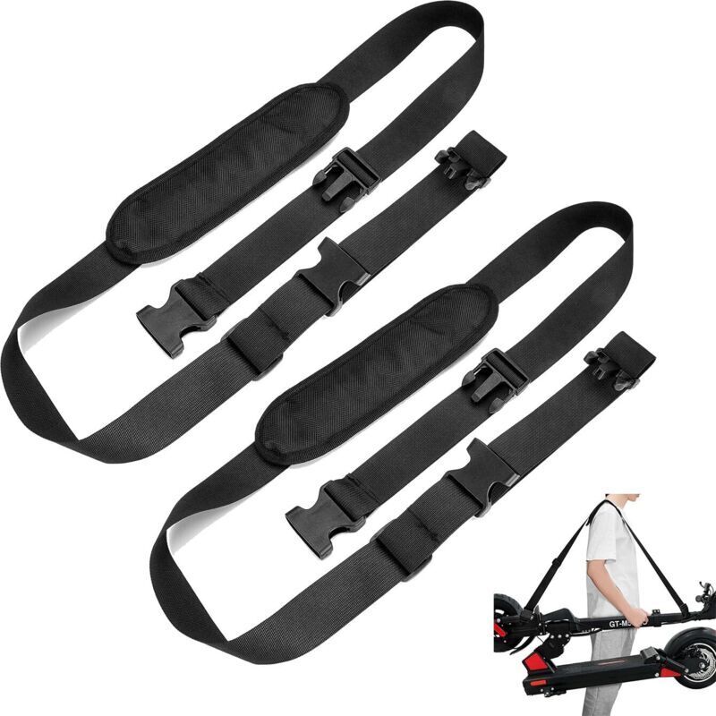 Set mit 2 verstellbaren Scooter-Gurten mit extra dicken, rutschfesten Schultergurten. Kompatibel mit Strandstühlen, Laufrädern, Kinderfahrrädern,