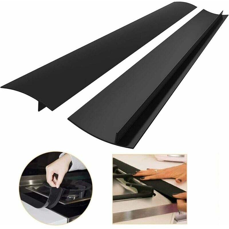 Set mit 2 x 63 cm langen Silikon-Kantenleisten für Küchenarbeitsplatten, Abdeckung für die Fuge zwischen Herdplatte und Arbeitsplatte, lange