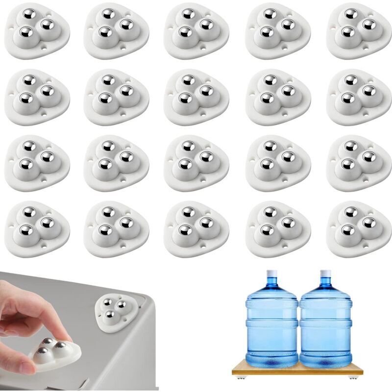 Set mit 20 robusten, selbstklebenden 360°-Rollen, 3 Profilrollen für Möbel, kleinen Rollen für Mini-Möbel, Schränke, Waschtische und Regale