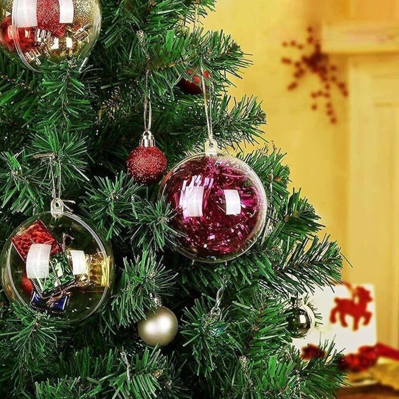Set mit 20 transparenten Acryl-Weihnachtskugeln, 8 cm, zum Dekorieren von kleinen Desserts oder Hochzeitsfeiern