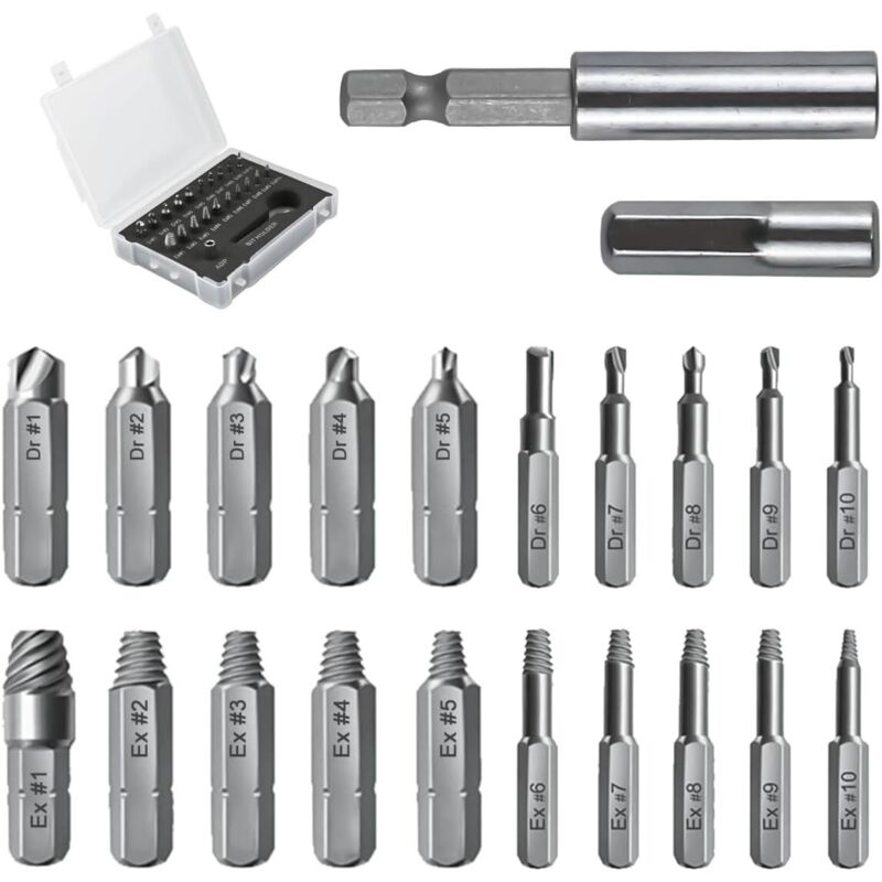 Set mit 22 Schraubenausdrehern, Doppelkopf-Schraubenausdreher-Set, Set zum Ausdrehen beschädigter Schrauben, Linkshänder-Ausdreher-Set,