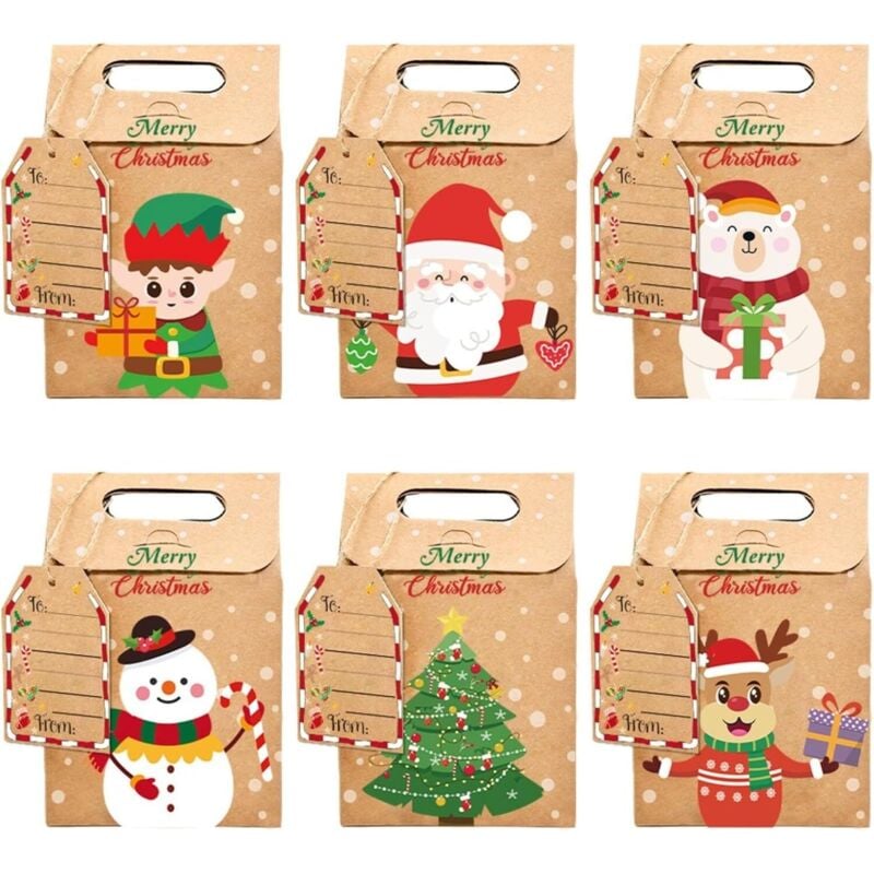 Set mit 24 Weihnachtsmann-Süßigkeitenboxen – Kreative Geschenkboxen aus Kraftpapier für Kekse, Pralinen und Gastgeschenke