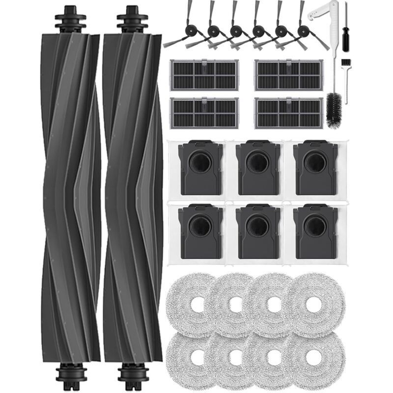 Set mit 29 Zubehörteilen für Dreame X40 Ultra/L40 Ultra/X40 Master/Mova P50 Pro Ultra/P10 Pro Ultra Saugroboter, 2 Walzenbürsten, 6 Seitenbürsten, 6