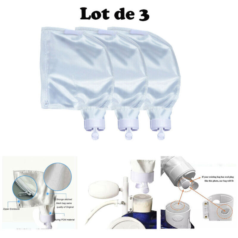 Set mit 3 anpassbaren Schlammbeuteln für den Poolroboter Polaris 280/480. Set mit 2 verstärkten Nylon-Filterbeuteln mit Reißverschluss (K13).