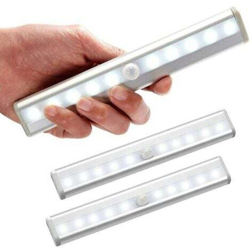 Set mit 3 LED-Bewegungsmeldern für den Innenbereich, 10 kabellose LED-Strahler für Schränke, LED-Schrankleuchten, LED-Beleuchtung für begehbare
