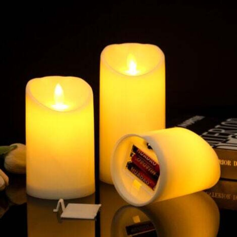Set mit 3 LED-Kerzen mit Timerfunktion – Die Kerzen sehen aus wie echtes Wachs – Geeignet für den Außenbereich