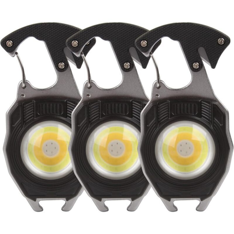 Set mit 3 Mini-Taschenlampen, wiederaufladbare Schlüsselanhänger-Taschenlampe mit 3 Leuchtmodi, helle 1000-Lumen-EDC-Taschenlampe mit Magnetfuß,