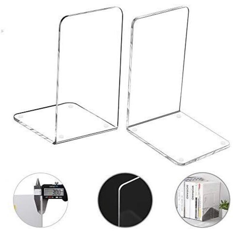 Set mit 3 Paar Buchstützen aus Acrylglas – Dekoration für Schlafzimmer, Bibliothek, Büro, Schulbedarf