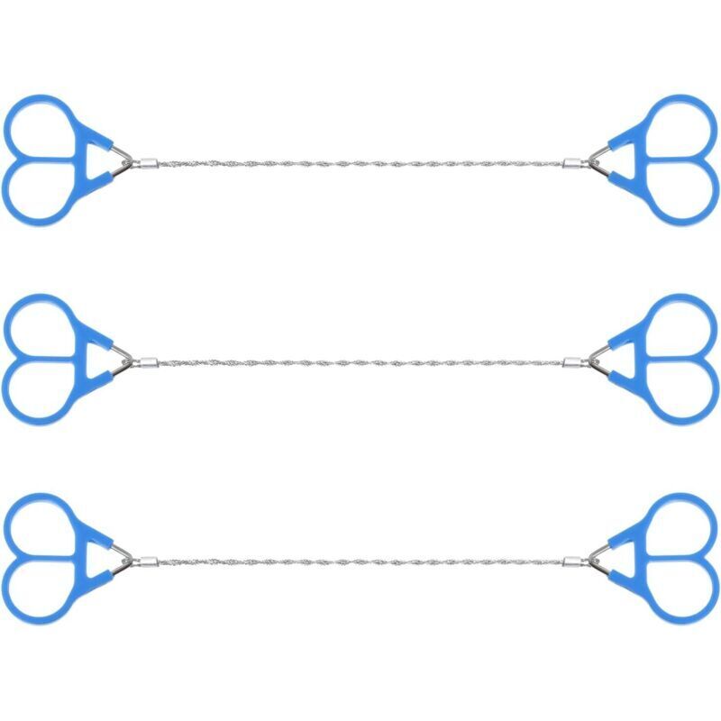 Set mit 3 tragbaren 73 cm Edelstahl-Drahtsägen für Camping, Wandern, Jagen, Camping (Kunststoffgriff)