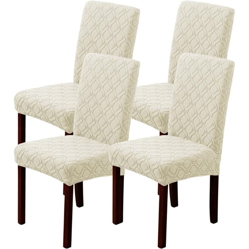 Set mit 4 dehnbaren, abnehmbaren und waschbaren Stuhlhussen für Zuhause, Küche, Hotel und Restaurant (4 Stück, beige)