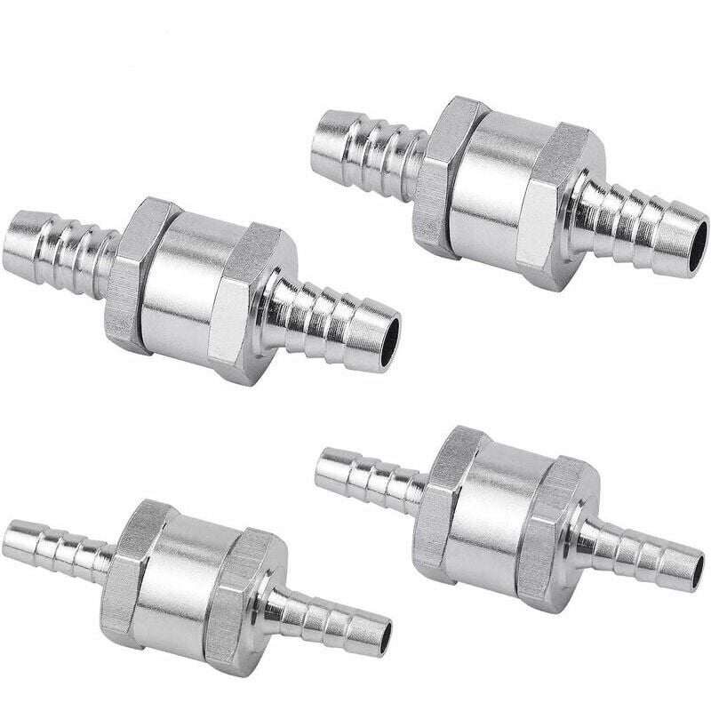 Satz mit 4 Diesel-Rückschlagventilen 6/8/10/12 mm, Kraftstoffventil aus Aluminiumlegierung mit Pfeil für Benzin-, Diesel-, Auto-, Boot- und