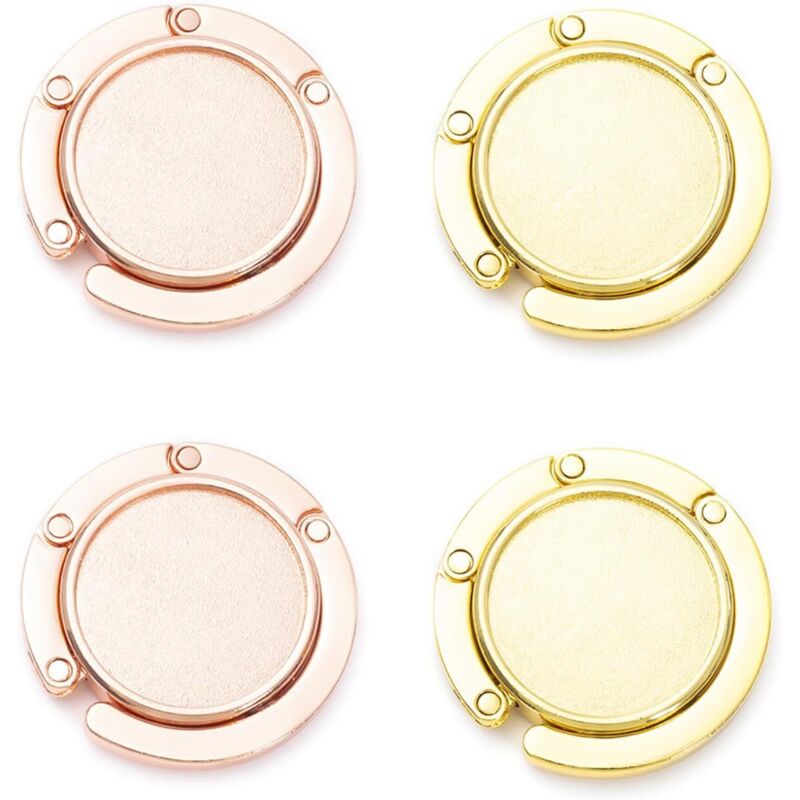 Set mit 4 faltbaren Handtaschenhaken für den Tisch, stabiler Handtaschenhaken fürs Büro, Handtaschenaccessoires für Zuhause, Büro und Café (Gold &