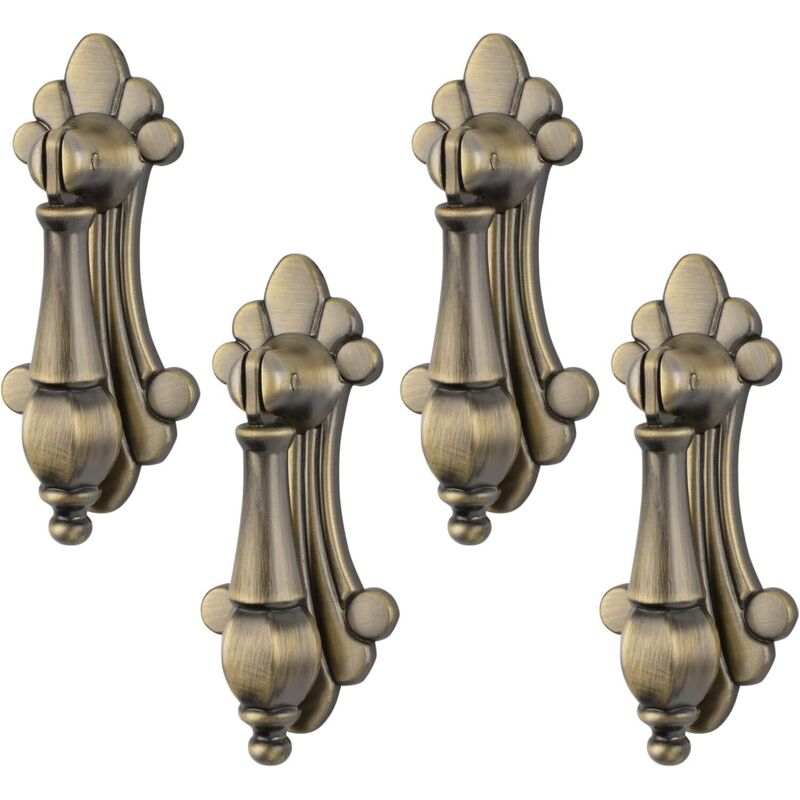 Set mit 4 hängenden Griffen aus geschnitzter Bronze aus Zinklegierung im Vintage-Stil für Schränke, Kleiderschränke, Schränke, Schubladen, Türen,
