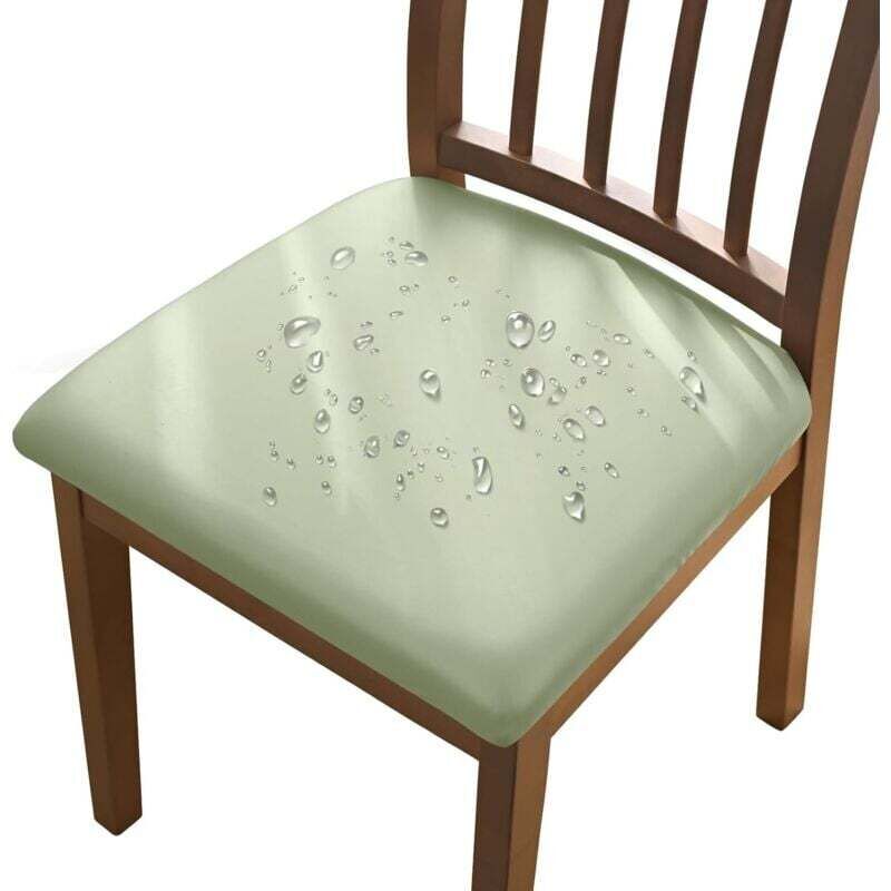 Set mit 4 hellgrünen Stuhlhussen, 36-48 cm, abnehmbare, wasserdichte Stuhlhussen aus Kunstleder mit Schnallen, geeignet für Esszimmerstühle