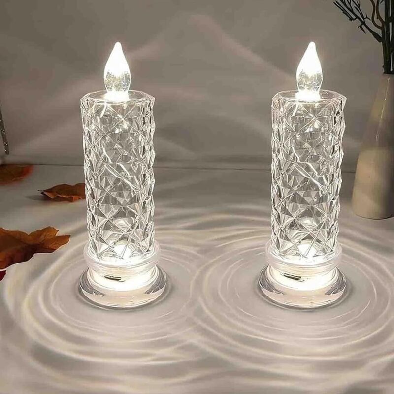 Set Mit 4 LED-Kristallkerzenlichtern, Flammenlosen LED-Kerzen, Flammenlosen Rosenschatten-LED-Kerzen, Romantischen Flammenlosen
