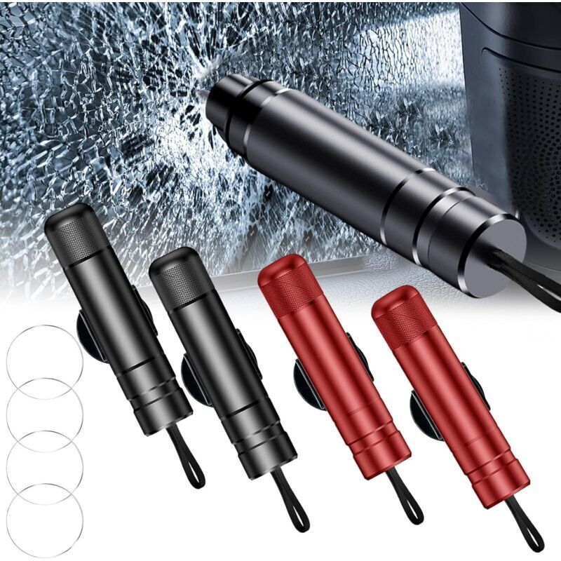 Set mit 4 Marken-Fensterbrechern, Autofensterbrecher, Sicherheitsgurtschneider, Autosicherheitszubehör und -utensilien – Automatisches