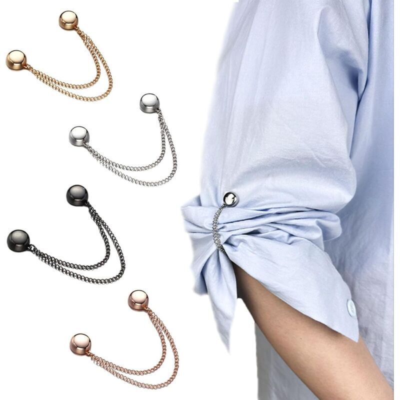 Set mit 4 multifunktionalen magnetischen Hijab-Clips – Starke Hijab-Magnete mit Kette – Nadellose magnetische Brosche für Cardigans – Manschetten