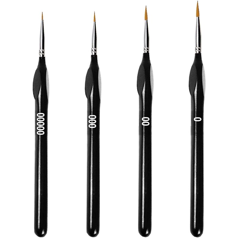 Set mit 4 Pinseln mit feinen Borsten für Malerei, Acrylmalerei, Ölmalerei, Modellbau, Malen nach Zahlen