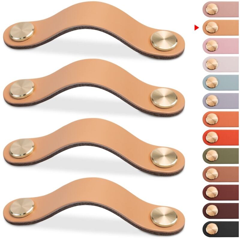 Set mit 4 Schubladengriffen aus Leder, Schubladenknöpfen, Küchenmöbelgriffen, Lederschubladengriffen, geeignet für Schränke, Kleiderschränke,